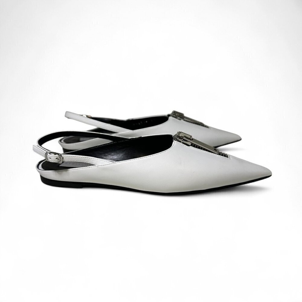 Stella McCartney White Zipit Slingback Flats EU 37 NWOT - Picture 10 of 16